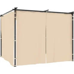 New Pavillon med gardiner 3x3 m - Stabil stål konstruktion | Farve: Cremefarvet Telte & Lysthuse