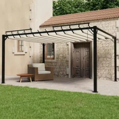 Best Pavillon med lameltag - Elegante udendørs møbler | Farve: Creme | Størrelse: 3x4 m Buer, Spalier, Lysthuse Uden Tag