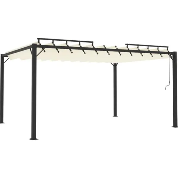 Best Pavillon med lameltag - Elegante udendørs møbler | Farve: Creme | Størrelse: 3x4 m Buer, Spalier, Lysthuse Uden Tag