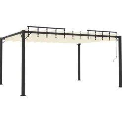 Best Pavillon med lameltag - Elegante udendørs møbler | Farve: Creme | Størrelse: 3x4 m Buer, Spalier, Lysthuse Uden Tag