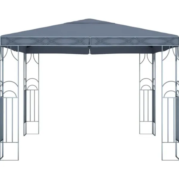 Pavillon med LED-lyskæder – Solbeskyttelse til udendørsbegivenheder | Størrelse: 300x300 cm | Farve: Antracitgrå Telte & Lysthuse
