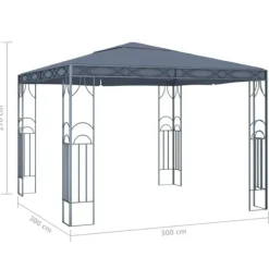Pavillon med LED-lyskæder – Solbeskyttelse til udendørsbegivenheder | Størrelse: 300x300 cm | Farve: Antracitgrå Telte & Lysthuse