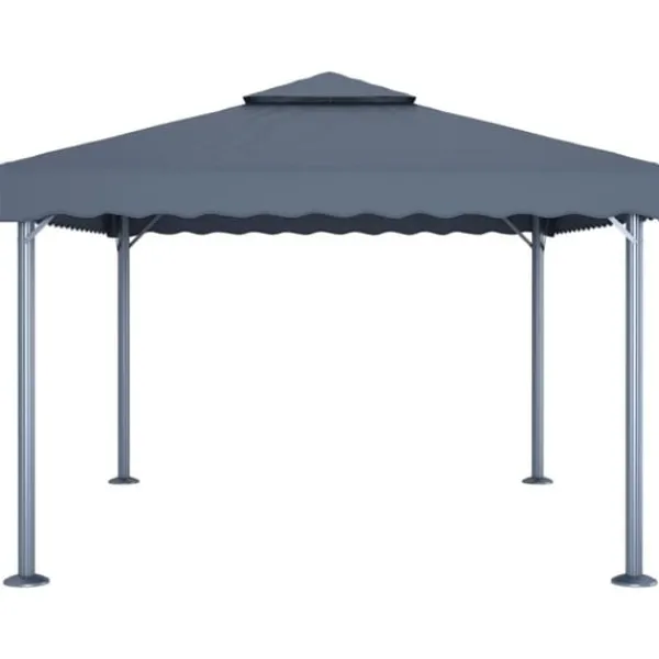 Telte & Lysthuse^Pavillon med LED-lyskæder - Elegante udendørs solskærm | Farve: Antracitgrå | Størrelse: 400x300 cm