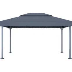 Telte & Lysthuse^Pavillon med LED-lyskæder - Elegante udendørs solskærm | Farve: Antracitgrå | Størrelse: 400x300 cm
