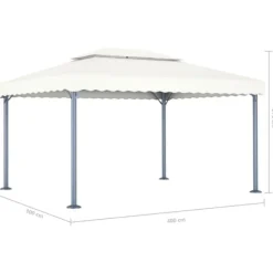 New Pavillon med LED-lyskæder 400x300 cm aluminium cremefarvet - Pavillon - Pavilloner - Home & Living Telte & Lysthuse