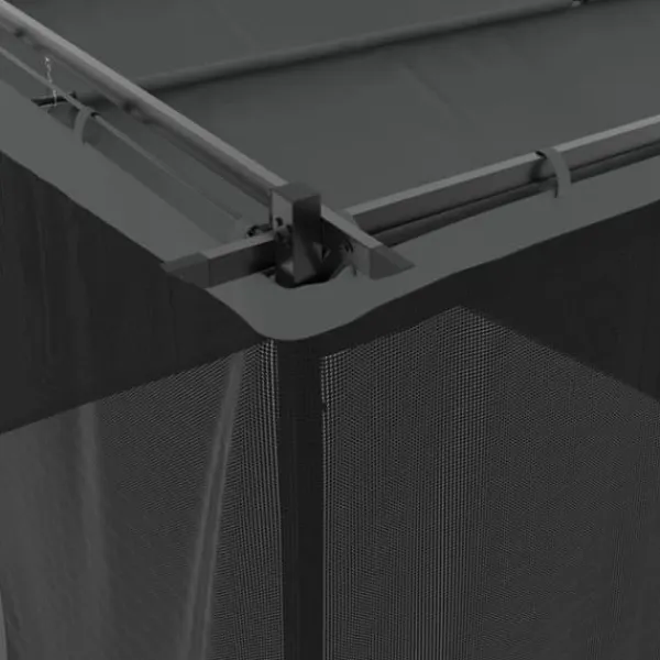 Sale Pavillon med mesh-vægge - 3x3 m stål | Farve: Antracitgrå Buer, Spalier, Lysthuse Uden Tag