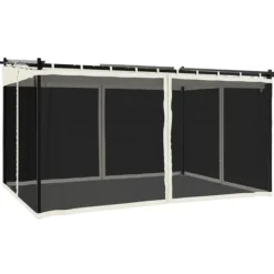 Buer, Spalier, Lysthuse Uden Tag^Pavillon med mesh-vægge - 4x3 m stål | Farve: Creme