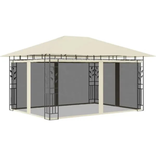 Telte & Lysthuse^Pavillon med myggenet - Havenytelse | Farve: Creme | Størrelse: 4x3x2,73 m