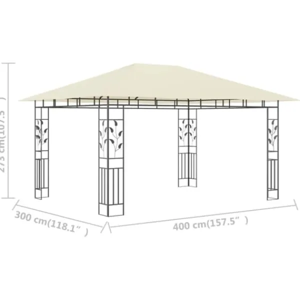 Telte & Lysthuse^Pavillon med myggenet - Havenytelse | Farve: Creme | Størrelse: 4x3x2,73 m