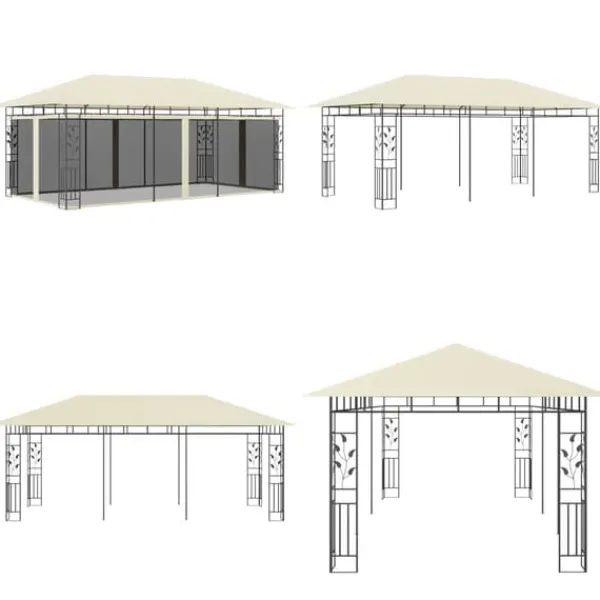 Discount Pavillon med myggenet 6x3x2,73 cm cremefarvet - Pavillon - Pavilloner - Home & Living Telte & Lysthuse