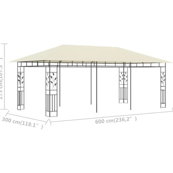 Discount Pavillon med myggenet 6x3x2,73 cm cremefarvet - Pavillon - Pavilloner - Home & Living Telte & Lysthuse