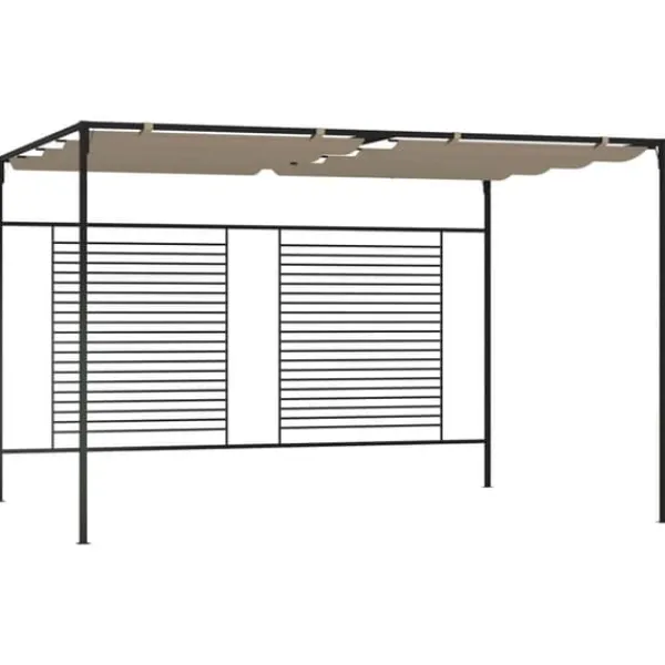 Pavillon med sammenrulleligt tag - Stærk jernkonstruktion | Farve: Gråbrun | Størrelse: 3x4x2,3 m Buer, Spalier, Lysthuse Uden Tag