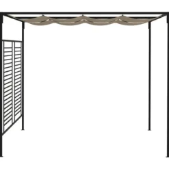 Pavillon med sammenrulleligt tag - Stærk jernkonstruktion | Farve: Gråbrun | Størrelse: 3x4x2,3 m Buer, Spalier, Lysthuse Uden Tag