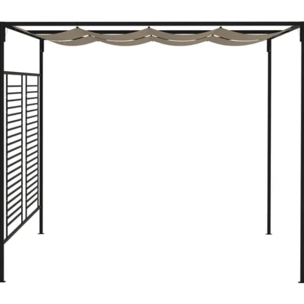 Pavillon med sammenrulleligt tag - Stærk jernkonstruktion | Farve: Gråbrun | Størrelse: 3x4x2,3 m Buer, Spalier, Lysthuse Uden Tag