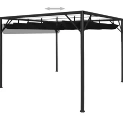 Outlet Pavillon med sammenrulleligt tag 3x3 m | Farve: Antracitgrå Buer, Spalier, Lysthuse Uden Tag