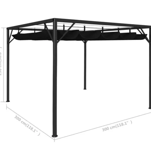 Outlet Pavillon med sammenrulleligt tag 3x3 m | Farve: Antracitgrå Buer, Spalier, Lysthuse Uden Tag