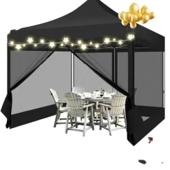 Telte & Lysthuse^Pavillon, Vandtæt, Hurtig-opsætning,3x3m, Sort