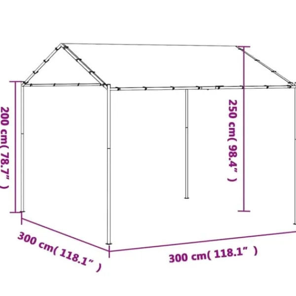 Telte & Lysthuse^Pavillon 3x3 m i stål og vandafvisende stof | Farve: Antracitgrå