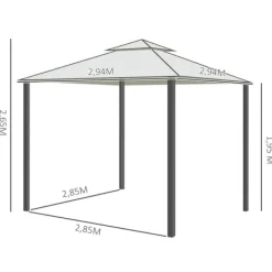 Online Pavillon 3x3 m med 4 sidevægge, metal/polyester, cremehvid – vejrbestandig Telte & Lysthuse