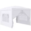 Telte & Lysthuse^Pavillon 3x3 m med 4 sidevægge & vinduer, UV-beskyttelse, stål/oxford, taske, hvid