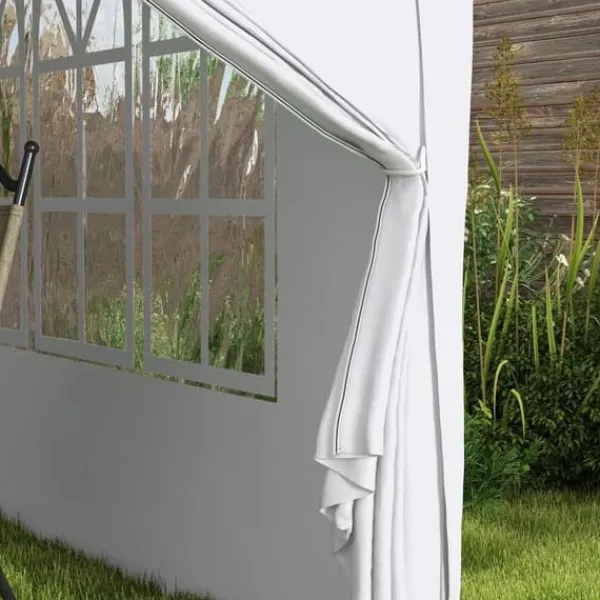 Telte & Lysthuse^Pavillon 3x3 m med 4 sidevægge & vinduer, UV-beskyttelse, stål/oxford, taske, hvid