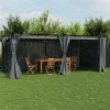 Buer, Spalier, Lysthuse Uden Tag^Pavillon 6x3 m med gardiner - Slidstærkt stål | Farve: Antracitgrå
