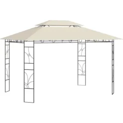 Discount Pavillon 4x3 m med massiv stålkonstruktion - Udendørs telt | Farve: Creme | Størrelse: 4x3x2,7 m Telte & Lysthuse
