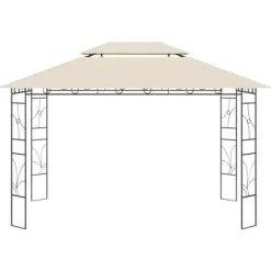 Discount Pavillon 4x3 m med massiv stålkonstruktion - Udendørs telt | Farve: Creme | Størrelse: 4x3x2,7 m Telte & Lysthuse