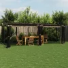 Hot Pavillon 6x3 m med mesh-vægge i stål - Gråbrun | Størrelse: 6x3 m Buer, Spalier, Lysthuse Uden Tag