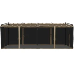 Hot Pavillon 6x3 m med mesh-vægge i stål - Gråbrun | Størrelse: 6x3 m Buer, Spalier, Lysthuse Uden Tag