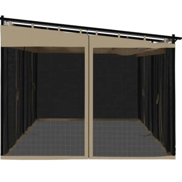Hot Pavillon 6x3 m med mesh-vægge i stål - Gråbrun | Størrelse: 6x3 m Buer, Spalier, Lysthuse Uden Tag