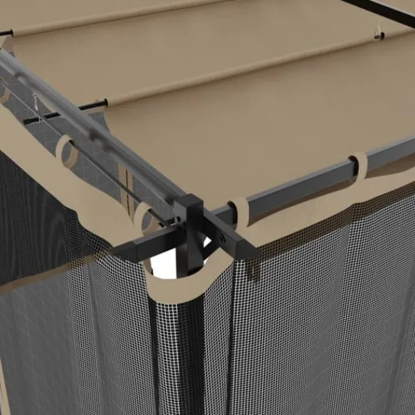 Hot Pavillon 6x3 m med mesh-vægge i stål - Gråbrun | Størrelse: 6x3 m Buer, Spalier, Lysthuse Uden Tag