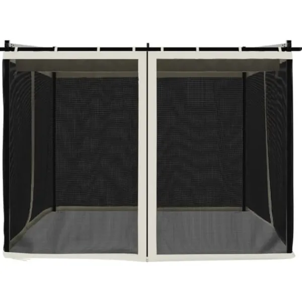 Online Pavillon 3x3 m med mesh-vægge - Stål | Farve: Cremefarvet Buer, Spalier, Lysthuse Uden Tag