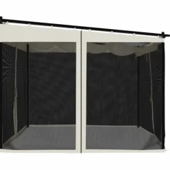 Online Pavillon 3x3 m med mesh-vægge - Stål | Farve: Cremefarvet Buer, Spalier, Lysthuse Uden Tag