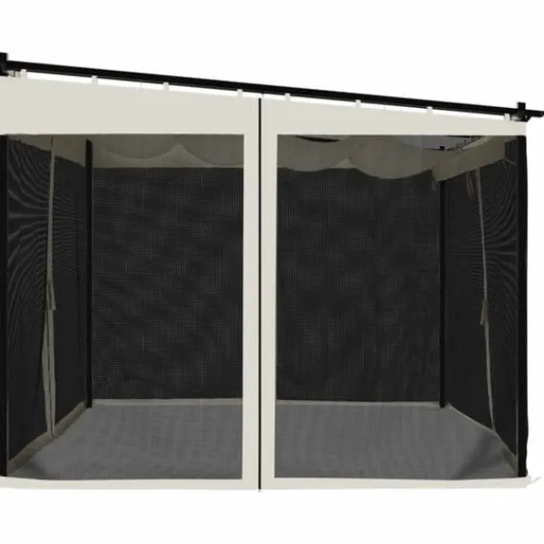 Online Pavillon 3x3 m med mesh-vægge - Stål | Farve: Cremefarvet Buer, Spalier, Lysthuse Uden Tag