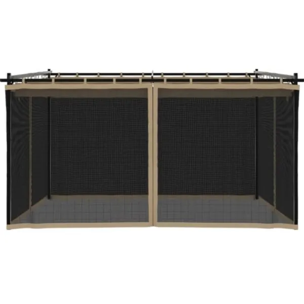 New Pavillon 4x3 m med mesh-vægge - Stål | Farve: Gråbrun Buer, Spalier, Lysthuse Uden Tag