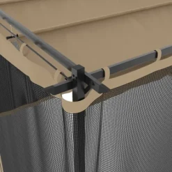 New Pavillon 4x3 m med mesh-vægge - Stål | Farve: Gråbrun Buer, Spalier, Lysthuse Uden Tag