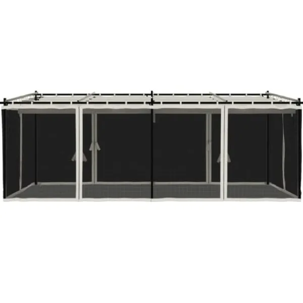 Sale Pavillon 6x3 m med mesh-vægge i stål | Farve: Creme Buer, Spalier, Lysthuse Uden Tag