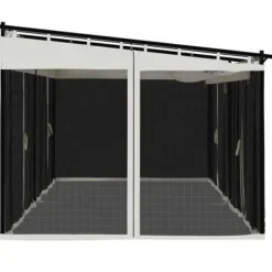 Sale Pavillon 6x3 m med mesh-vægge i stål | Farve: Creme Buer, Spalier, Lysthuse Uden Tag