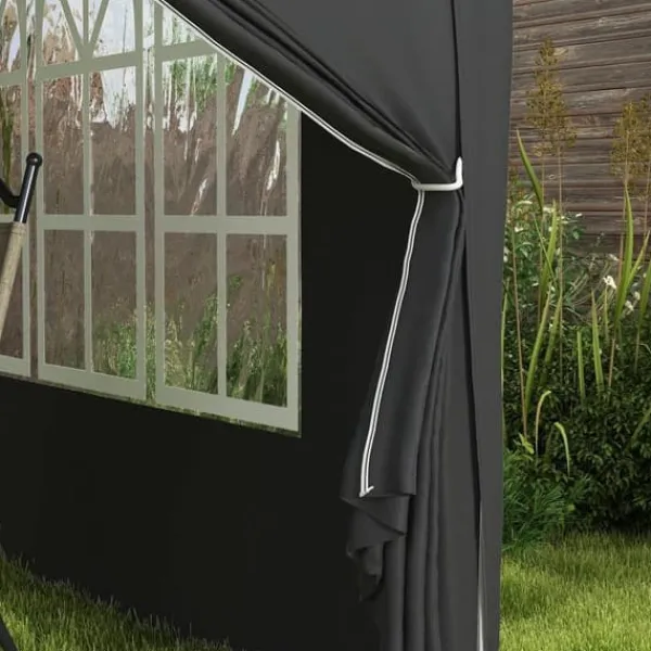 Telte & Lysthuse^Pavillon 3x3 m, vandafvisende og vinterbestandig pop-up UV-beskyttelse 50+, 4 sidevægge og taske, sort