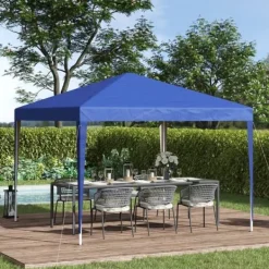 Telte & Lysthuse^Pavillon 3x3 m, vandtæt og vinterbestandig pop-up med UV-beskyttelse, foldbar, taske, blå