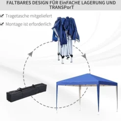 Telte & Lysthuse^Pavillon 3x3 m, vandtæt og vinterbestandig pop-up med UV-beskyttelse, foldbar, taske, blå