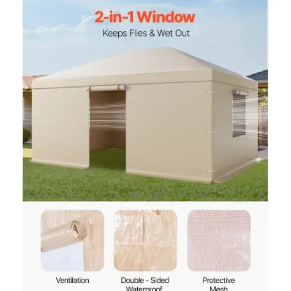 Pavillonovertræk 3,68x4,9 m Beige, PE-materiale, vejrbestandig opbevaring Telte & Lysthuse