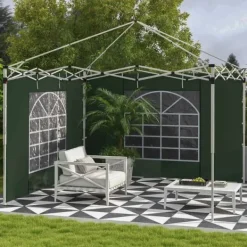 Best Pavillonsider 2-pak 3x3/3x6 m, vinduer & velcro, vandtætte oxford, grønne Telte & Lysthuse