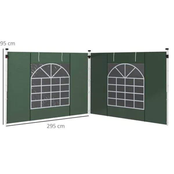 Best Pavillonsider 2-pak 3x3/3x6 m, vinduer & velcro, vandtætte oxford, grønne Telte & Lysthuse