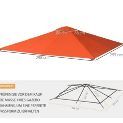 Telte & Lysthuse^Pavillontag 2,98x2,95 m, solbeskyttelse i polyester, orange