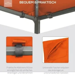 Telte & Lysthuse^Pavillontag 2,98x2,95 m, solbeskyttelse i polyester, orange