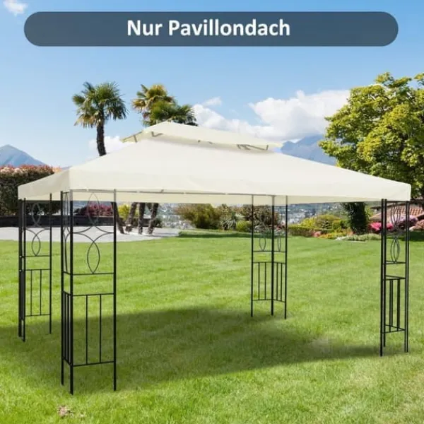 Telte & Lysthuse^Pavillontag 4x3 m til metalpavillon, med dræningshul, polyester, cremehvid