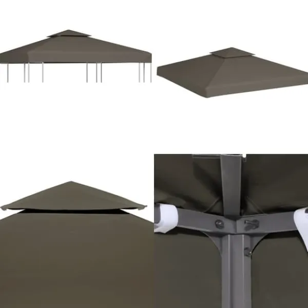 Telte & Lysthuse^Pavillontopdække i 2 lag 3x3 m 310 g/m² gråbrun - Pavillontopdække - Pavillontopdækker - Home & Living