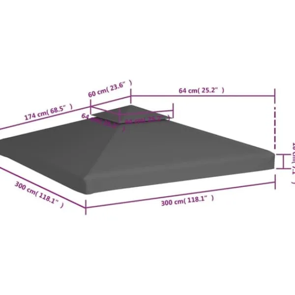Telte & Lysthuse^Pavillontopdække i 2 lag 3x3 m 310 g/m² gråbrun - Pavillontopdække - Pavillontopdækker - Home & Living